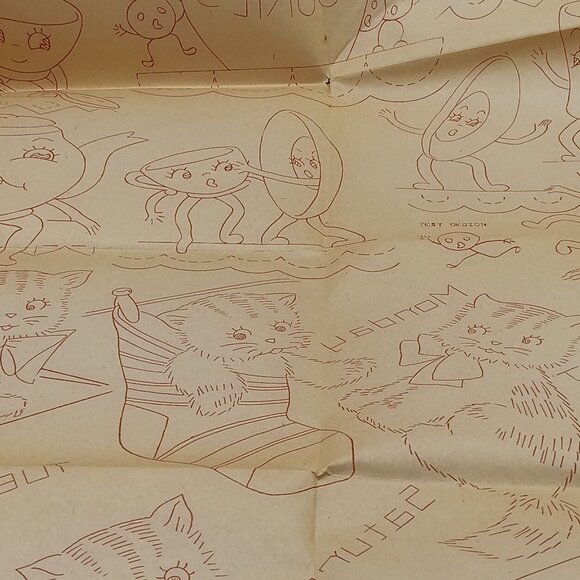 Vintage Kitty Cat and Anthropomorphic Dishes Transfer Patterns, MCM Workbasket - Picture 2 of 2